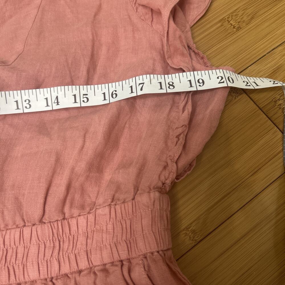 Joie Stevie Pink Linen Cut Out Midi Dress Boho Cottagecore Beach Party Sz L - Picture 6 of 7